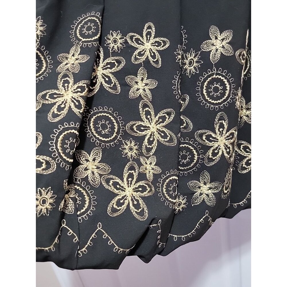 INC International Concepts Black Gold Embroidered Pleated Skirt Sz 10 Bubble - Picture 5 of 8